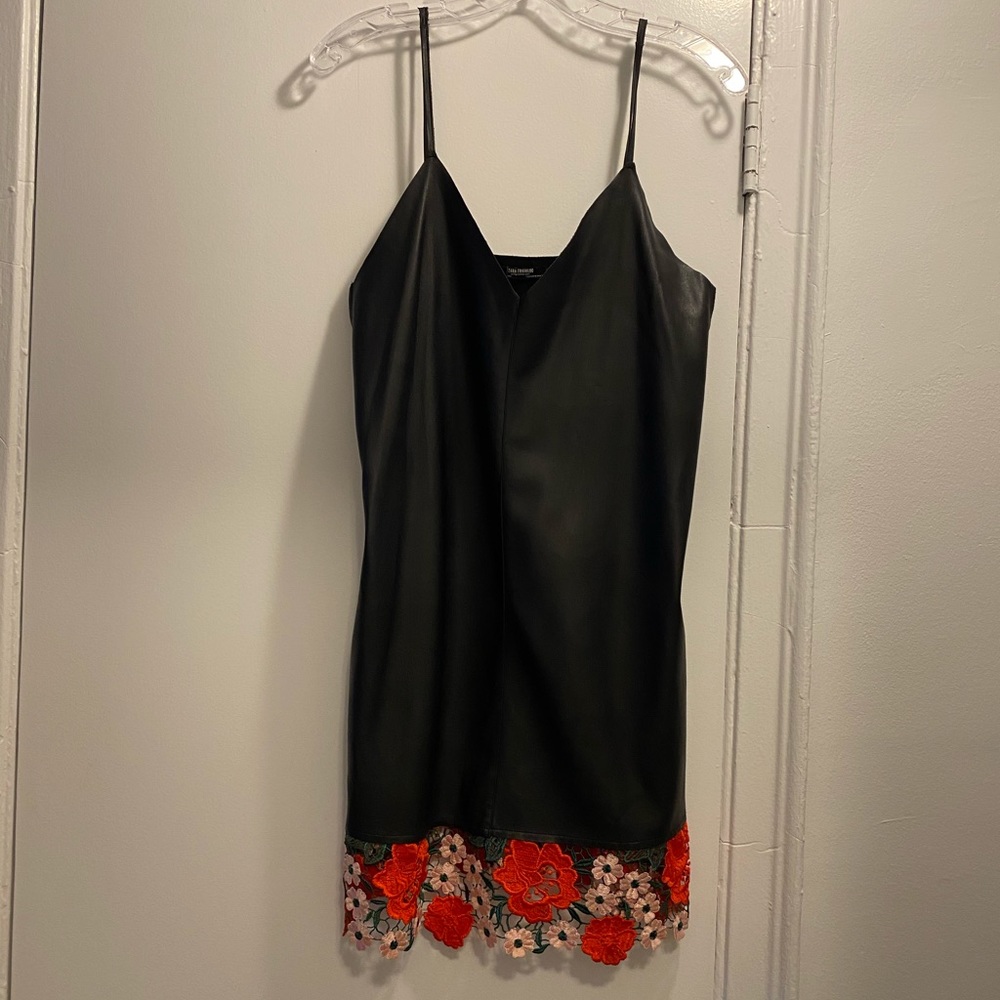 Zara pleather and lace dress size m